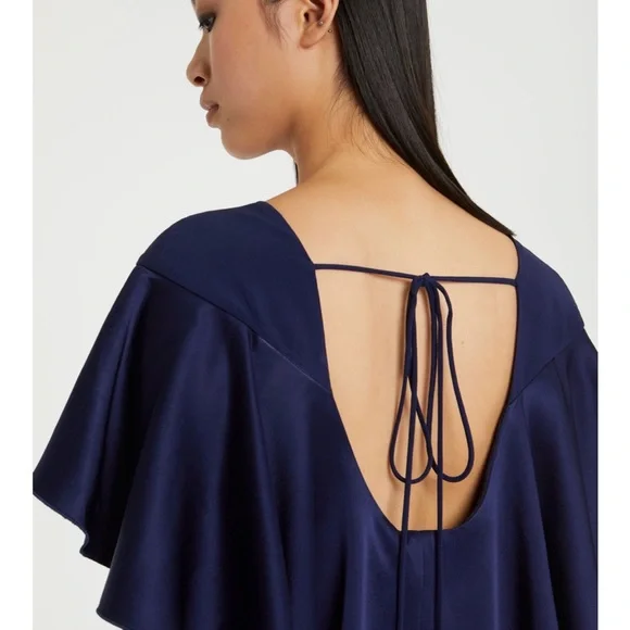 Paule Ka blue satin dress Size FR44 US12 NWT